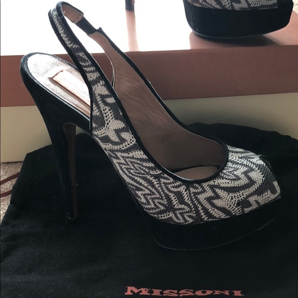 Missoni peep toe sling back sexy heels - wore once - Picture 2 of 6